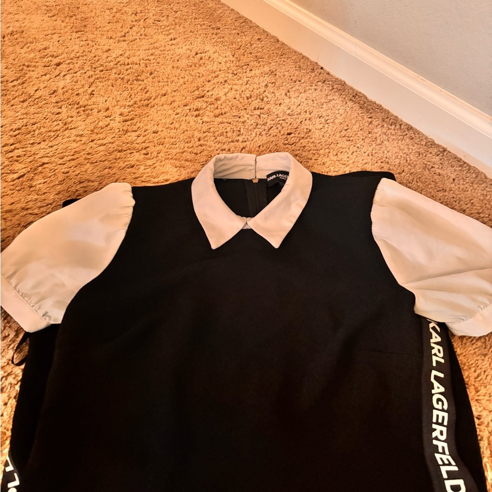 Karl Lagerfeld Black and White Blouse with Classic Silhouette